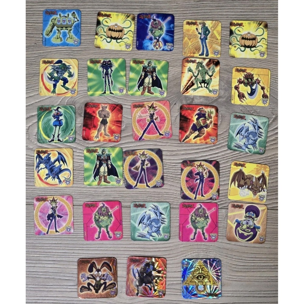 Yugioh 1996 Panini‎ STAKS Magnets Bundle Of 28 STAKS - 3 Holo RARE Lot